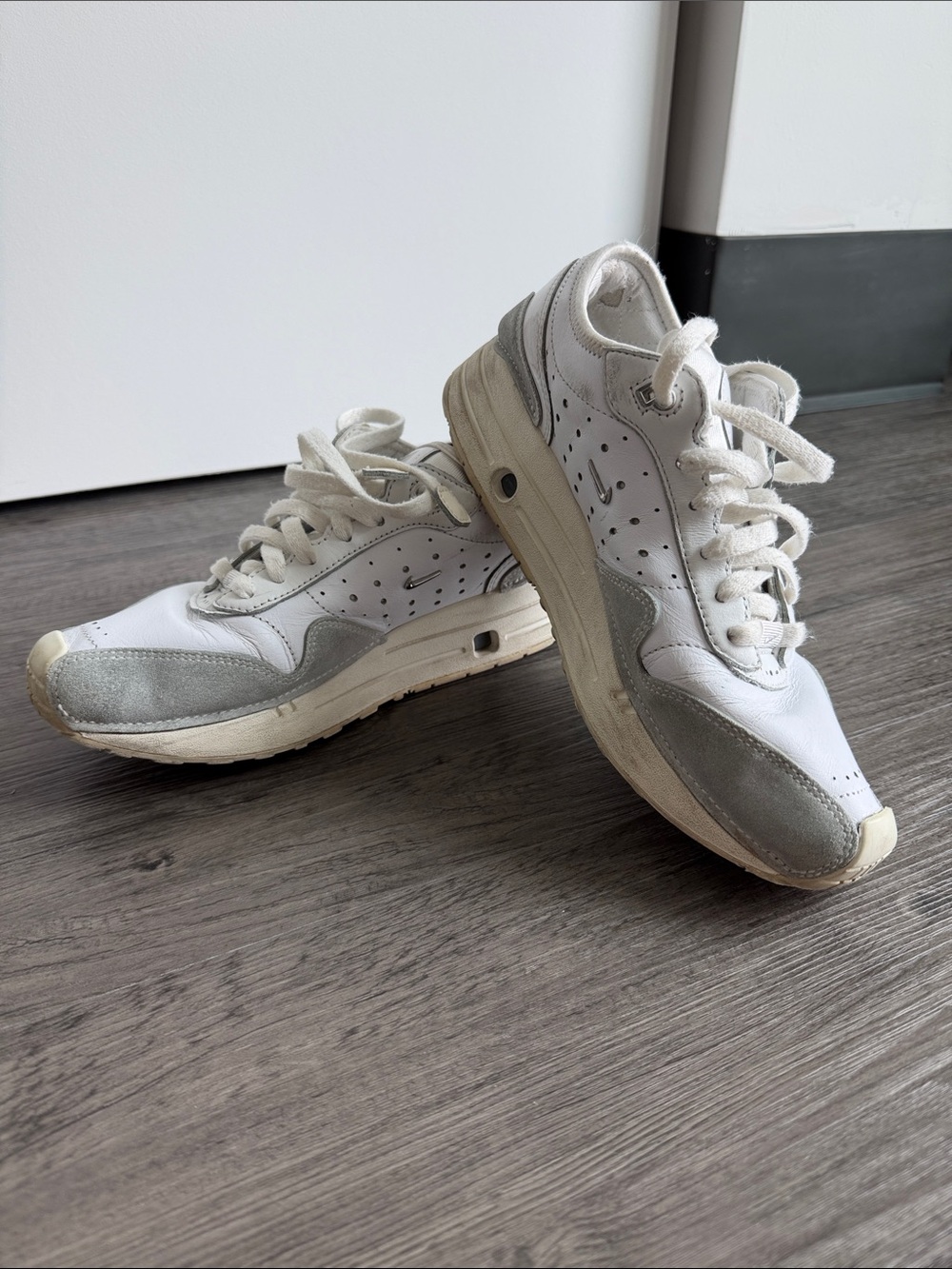 Jacquemus White and Light Gray Athletic Sneakers